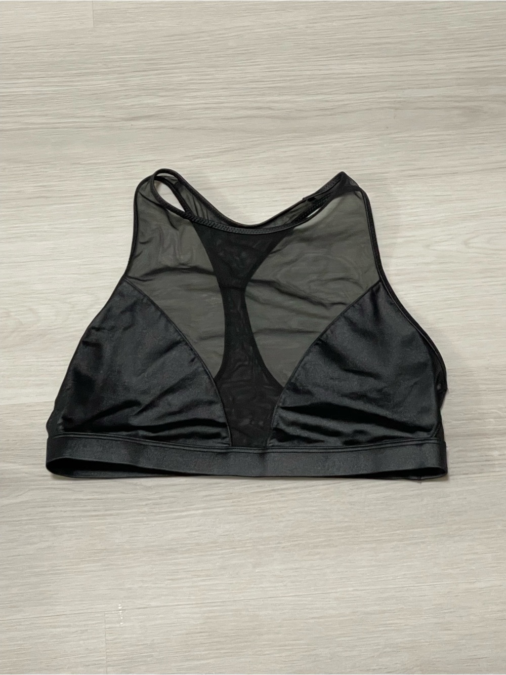 High-Neck Black Mesh Sports Bralette